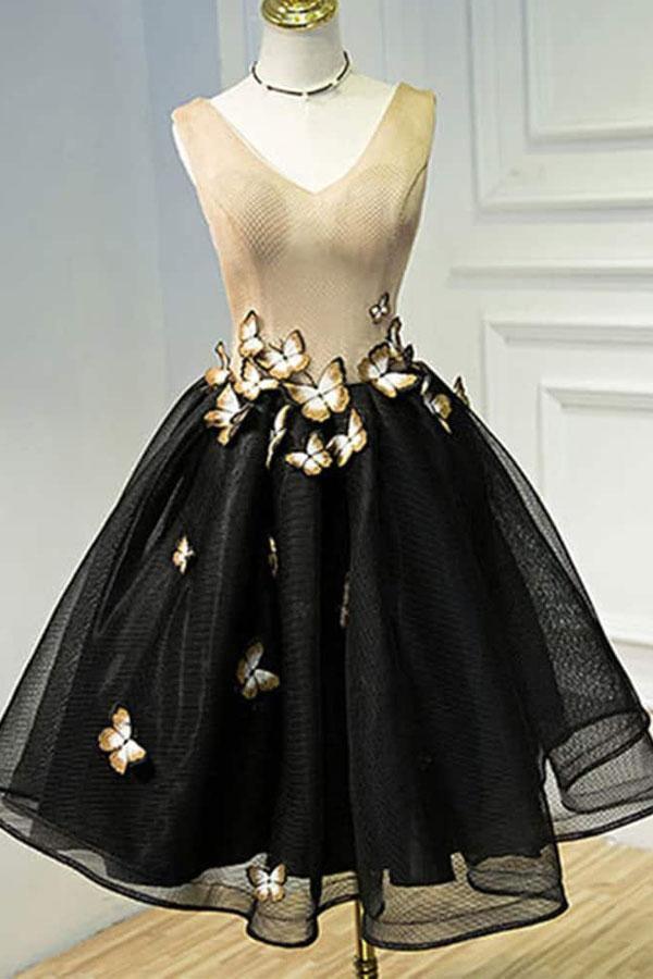Little  Homecoming Dress Butterfly V-neck Short Prom Dress