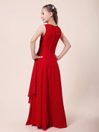 Long A-Line Sheath Flower Girl Dresses Bateau Neck Chiffon Junior Bridesmaid Dress