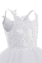 Long Ball Gown Tulle Square Neckline Sleeveless Flower Girl Dress