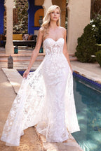 Long Formal Strapless Wedding Dress