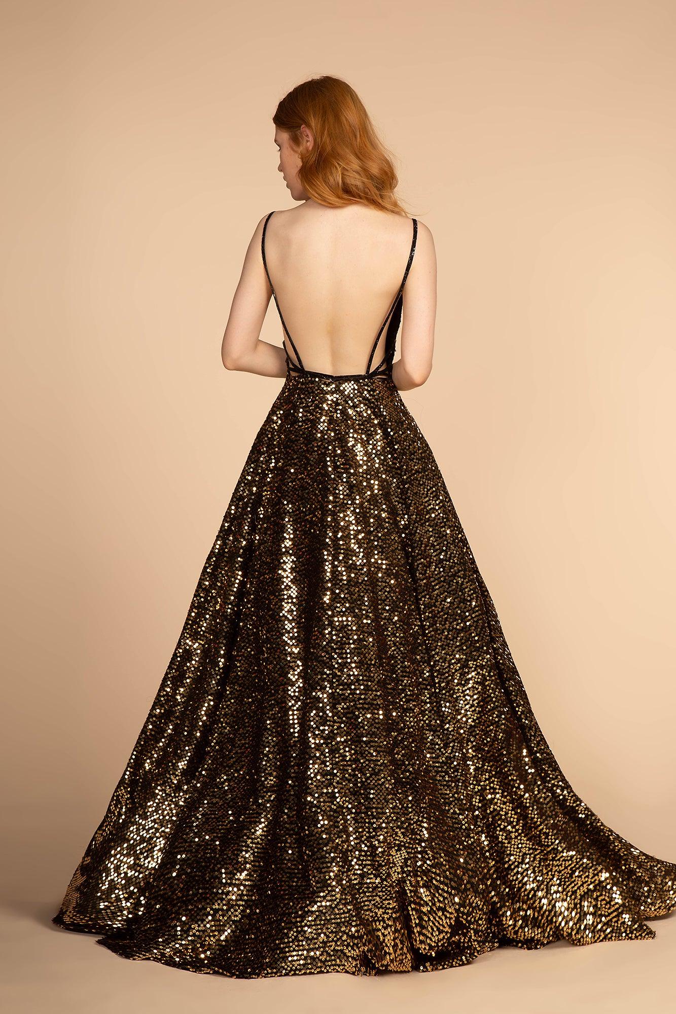 Long Fully Sequins Prom Formal Ball Gown