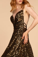 Long Fully Sequins Prom Formal Ball Gown