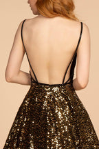 Long Fully Sequins Prom Formal Ball Gown