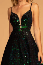 Long Fully Sequins Prom Formal Ball Gown