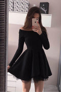 Long Sleeve Homecoming Dresses Off the Shoulder Short  Prom Dress
