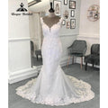 Luxury Lace Mermaid V Neck Wedding Dress Appliques Women Bridal Gown Custom Made vestido de boda corte sirena NumberSea
