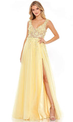 Floral Applique Prom Dress