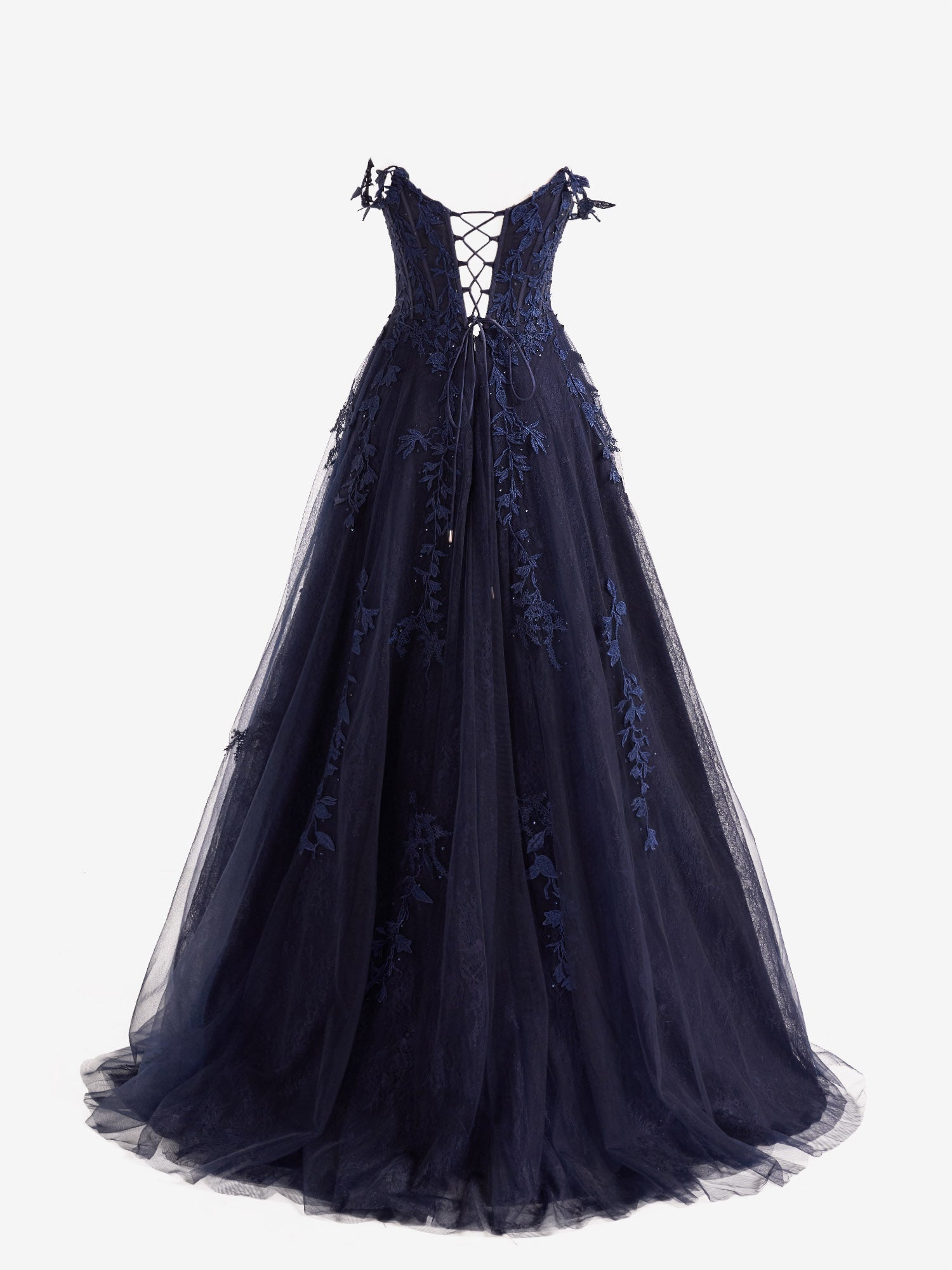 A-line Sweetheart Lace Tulle Prom Dress with Slit