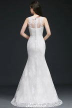 Mermaid Sweep Train Lace New Arrival Wedding Dresses with Buttons