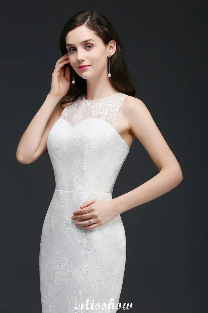 Mermaid Sweep Train Lace New Arrival Wedding Dresses with Buttons