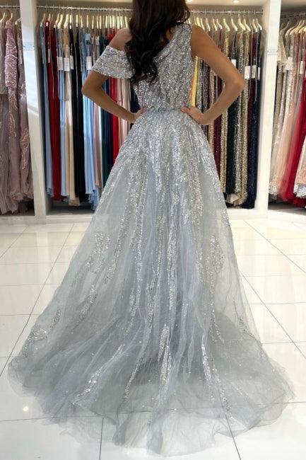 Noble oneshoulder sleeveless mermaid lace prom dress sequied