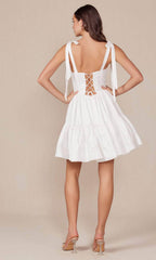 Tie Strap Semi Sweetheart Neck Cocktail Dress