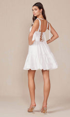 Tie Strap Semi Sweetheart Neck Cocktail Dress