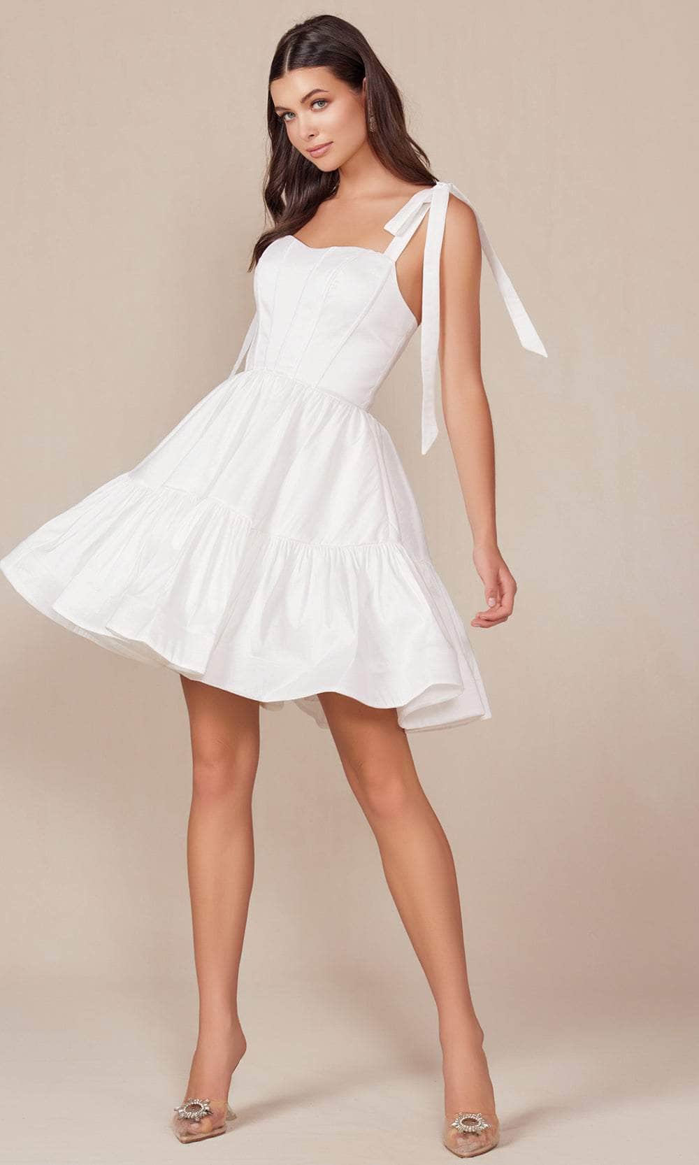 Tie Strap Semi Sweetheart Neck Cocktail Dress