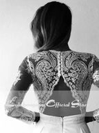 NumberSea Long White Lace A-line Wedding Dresses Bridal Gowns with see-through long sleeves vestido de noiva real photos