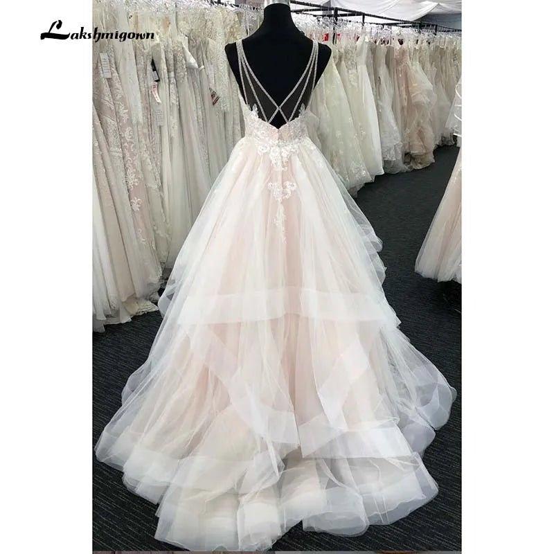NumberSea  Bohemian Wedding Dresses With Ruched Lace Boho Bridal Gown vestido de noiva robe de mariee