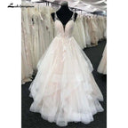 NumberSea  Bohemian Wedding Dresses With Ruched Lace Boho Bridal Gown vestido de noiva robe de mariee
