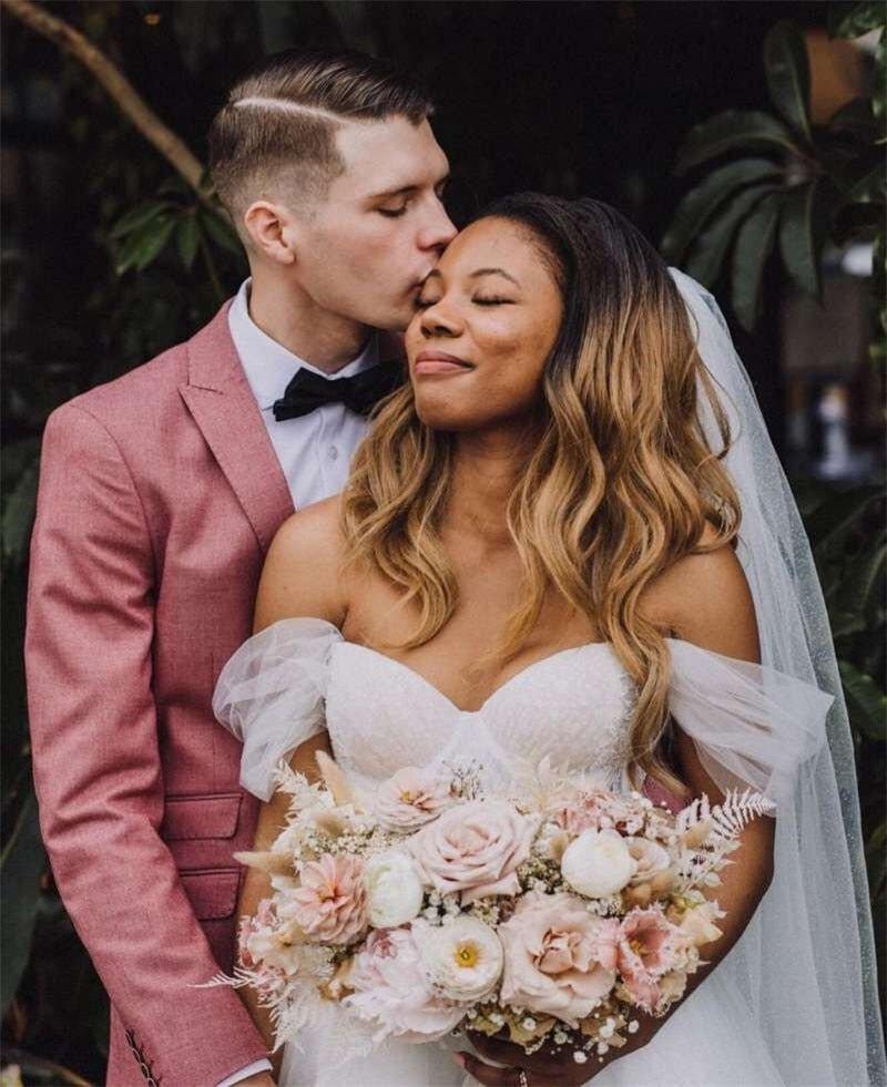 NumberSea Boho Wedding Dresses Detachable Long Puff Sleeve Bride Dress Vintage Lace Beach Wedding Gowns Plus Size Corset Back Sweet