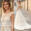 NumberSea Country Boho Wedding Dress For Women robe de mariée A Line Lace Tulle Wedding Gowns Open Back Off White New Real Photo
