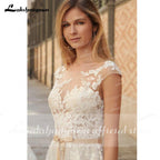NumberSea Country Boho Wedding Dress For Women robe de mariée A Line Lace Tulle Wedding Gowns Open Back Off White New Real Photo