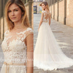 NumberSea Country Boho Wedding Dress For Women robe de mariée A Line Lace Tulle Wedding Gowns Open Back Off White New Real Photo