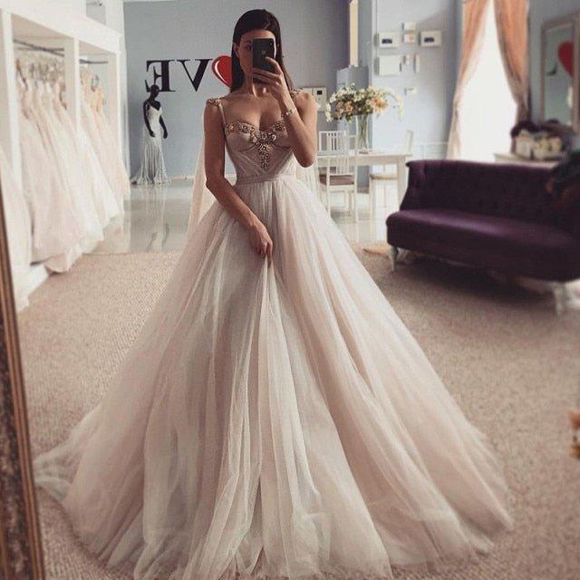 NumberSea Sexy Crystals Wedding Dresses Vestidos de Noiva Princess Bride Dress Church Beach Wedding Gowns Custom Made
