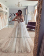 NumberSea Sexy Crystals Wedding Dresses Vestidos de Noiva Princess Bride Dress Church Beach Wedding Gowns Custom Made