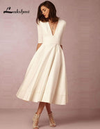 NumberSea  Wedding Dress Half Sleeves Vintage Bridal Gown