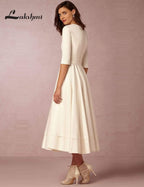 NumberSea  Wedding Dress Half Sleeves Vintage Bridal Gown