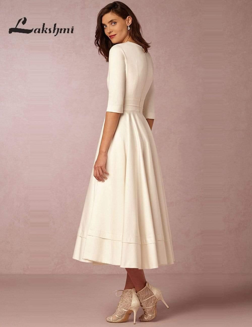NumberSea  Wedding Dress Half Sleeves Vintage Bridal Gown