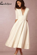 NumberSea  Wedding Dress Half Sleeves Vintage Bridal Gown