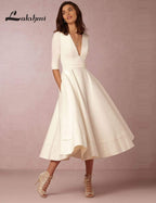 NumberSea  Wedding Dress Half Sleeves Vintage Bridal Gown