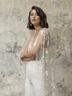 NumberSea 2025 Wedding Jumpsuit With Cape Beach Wedding Dresses V Neck Tea Length Lace Bridal Outfit Wedding Gowns