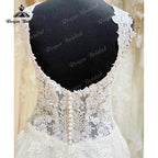 NumberSea 2025 Robe Mariee A Line Wedding Dress V Neck Lace Applique Backless Court Tank Bridal Gown vestido de noiva praiano Custom Made