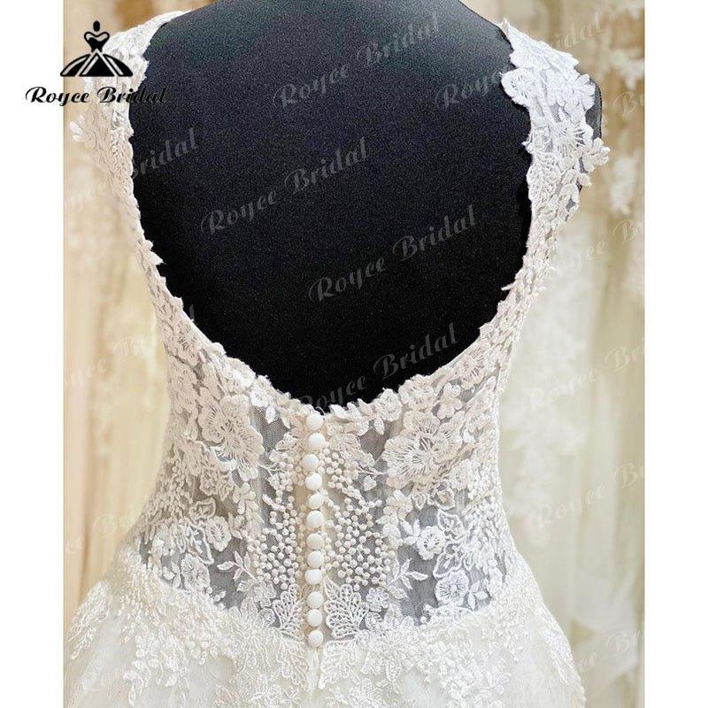 NumberSea 2025 Robe Mariee A Line Wedding Dress V Neck Lace Applique Backless Court Tank Bridal Gown vestido de noiva praiano Custom Made