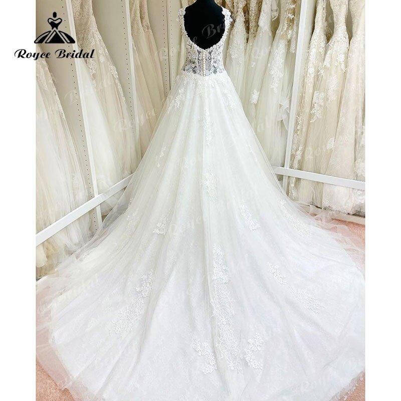 NumberSea 2025 Robe Mariee A Line Wedding Dress V Neck Lace Applique Backless Court Tank Bridal Gown vestido de noiva praiano Custom Made
