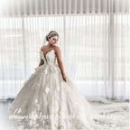 NumberSea 3D Flowrers Ball Gown Wedding Dresses Luxury Lace Appliqued