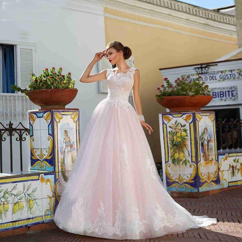 NumberSea A-Line Appliques Lace Wedding Dresses Bandage Back Custom Sleeveless Bridal Gowns Custom Online Robe De Mariee