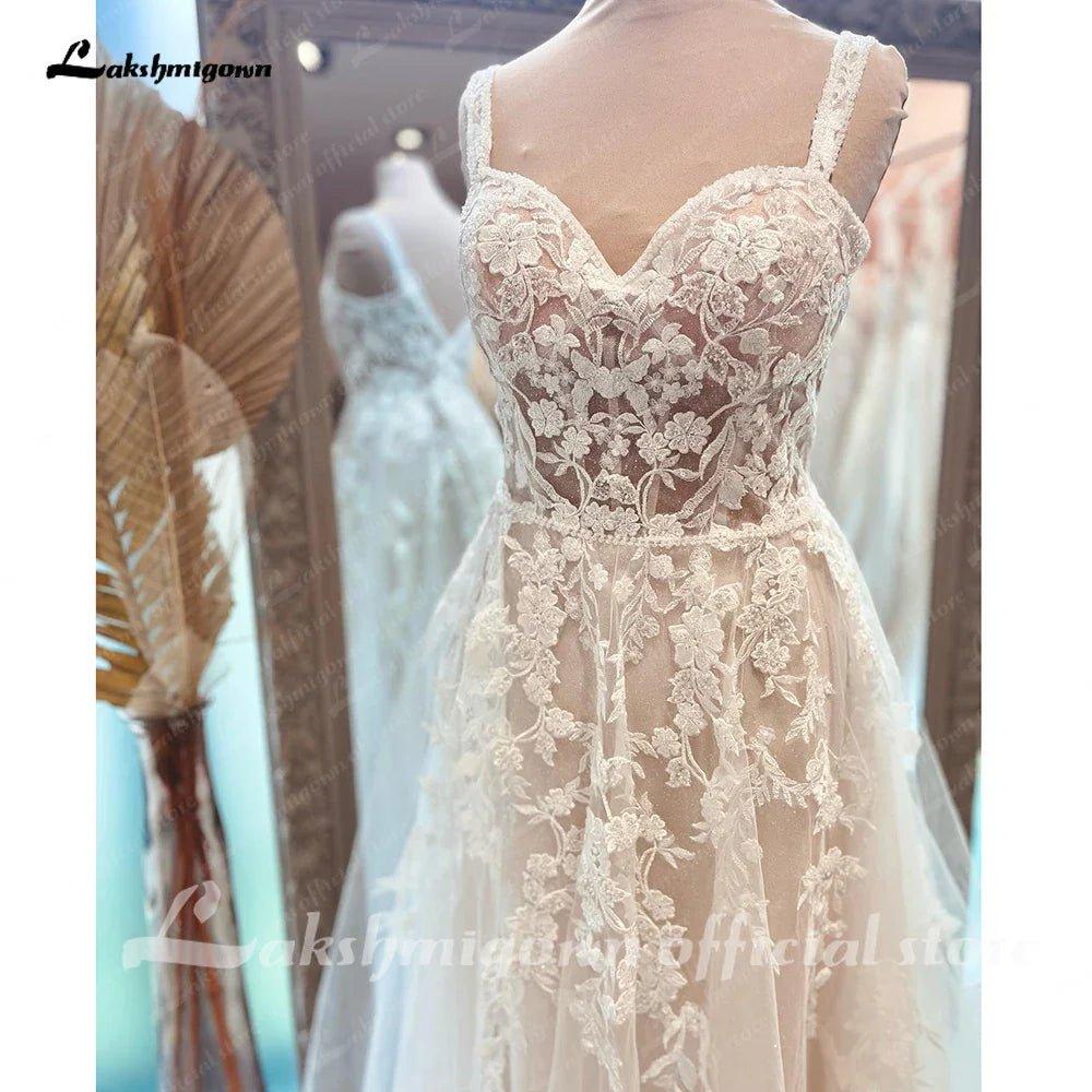 NumberSea A Line Boho Lace Open Back Women Wedding Dress 2025 Vestidos Beach Bridal Gowns Sleeveless abito da sposa