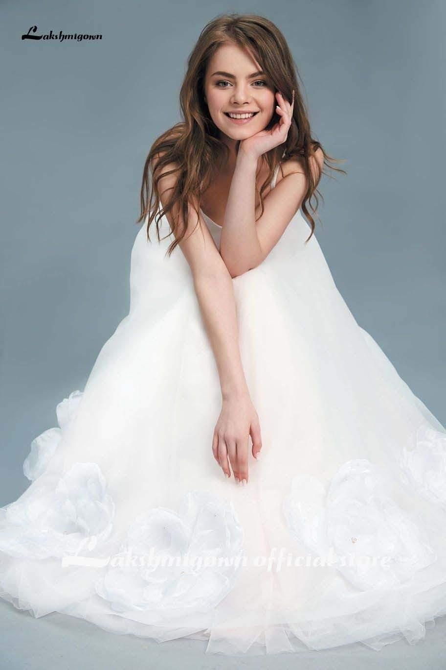 NumberSea A line Flower Wedding Dresses Off Shoulder