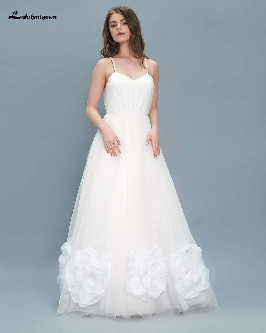 NumberSea A line Flower Wedding Dresses Off Shoulder