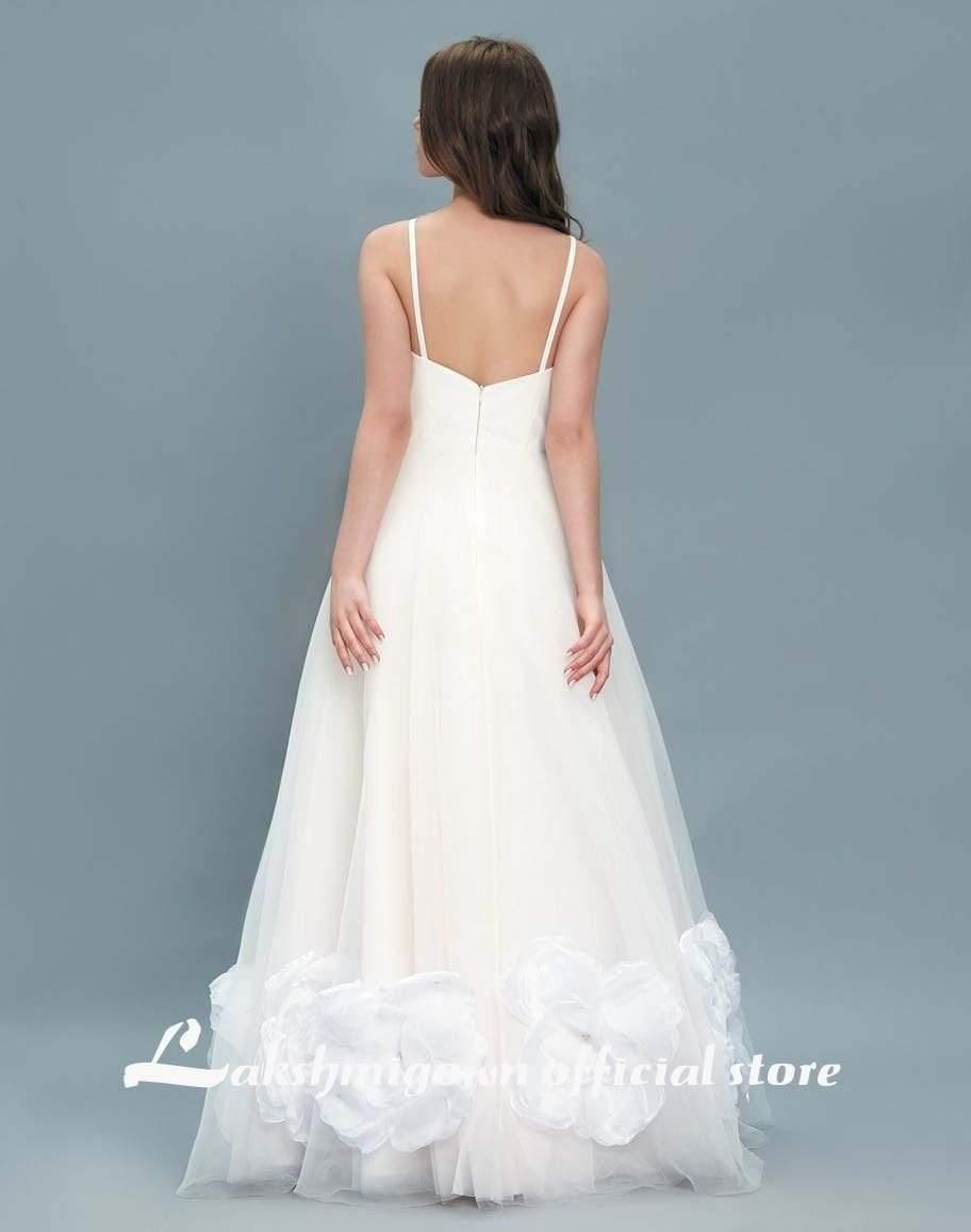 NumberSea A line Flower Wedding Dresses Off Shoulder