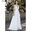 NumberSea A Line Lace Sleeveless Beach Boho Romantic Wedding Dresses