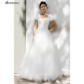 NumberSea A Line Lace Wedding Dresses Elegant Applique Long Sleeve