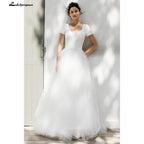 NumberSea A Line Lace Wedding Dresses Elegant Applique Long Sleeve