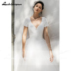 NumberSea A Line Lace Wedding Dresses Elegant Applique Long Sleeve