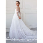 NumberSea A-Line Wedding Dresses Strapless Lace Taffeta Tulle Sleeveless