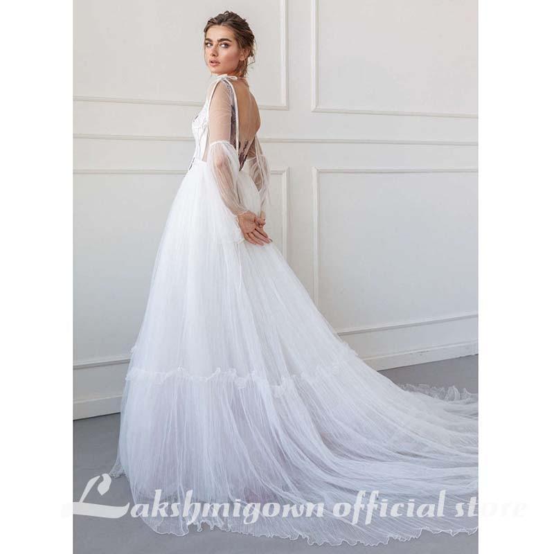 NumberSea A-Line Wedding Dresses Strapless Lace Taffeta Tulle Sleeveless