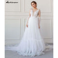 NumberSea A-Line Wedding Dresses Strapless Lace Taffeta Tulle Sleeveless