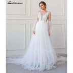 NumberSea A-Line Wedding Dresses Strapless Lace Taffeta Tulle Sleeveless